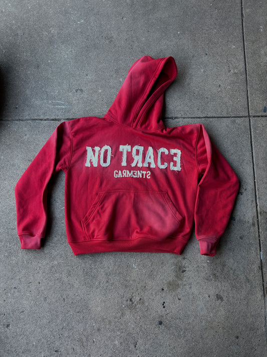 No Trace Distress Hoodie Red