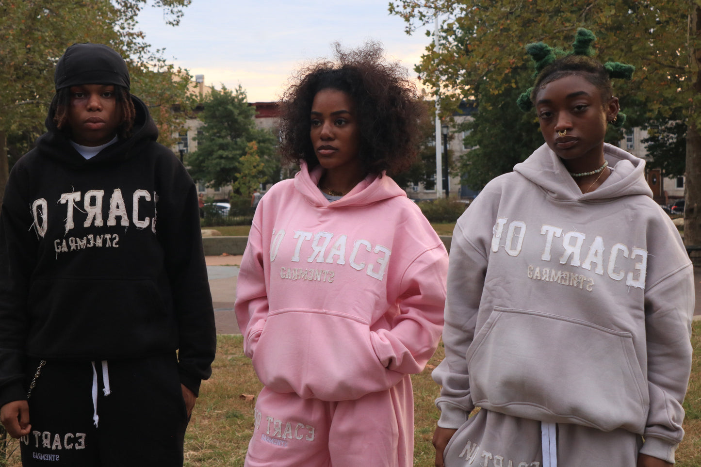 No Trace Distress Pink Hoodie